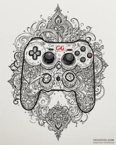 Tattoo design a gaming controller with a "gg"... - эскиз тату (№1753056250_0, 21.07.2025 00:04) — Tatufoto.com