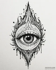 Trash polka style tattoo of the eye of sauron... - эскиз тату (№1753056663_0, 21.07.2025 00:11) — Tatufoto.com