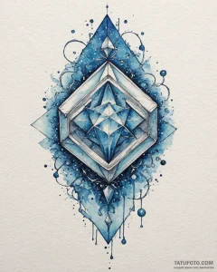 A neo-traditional tattoo of the tesseract, gl... - эскиз тату (№1753057077_0, 21.07.2025 00:17) — Tatufoto.com