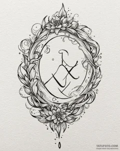 121. tattoo sketch: the rune "lelya," with fl... - эскиз тату (№1753057159_0, 21.07.2025 00:19) — Tatufoto.com