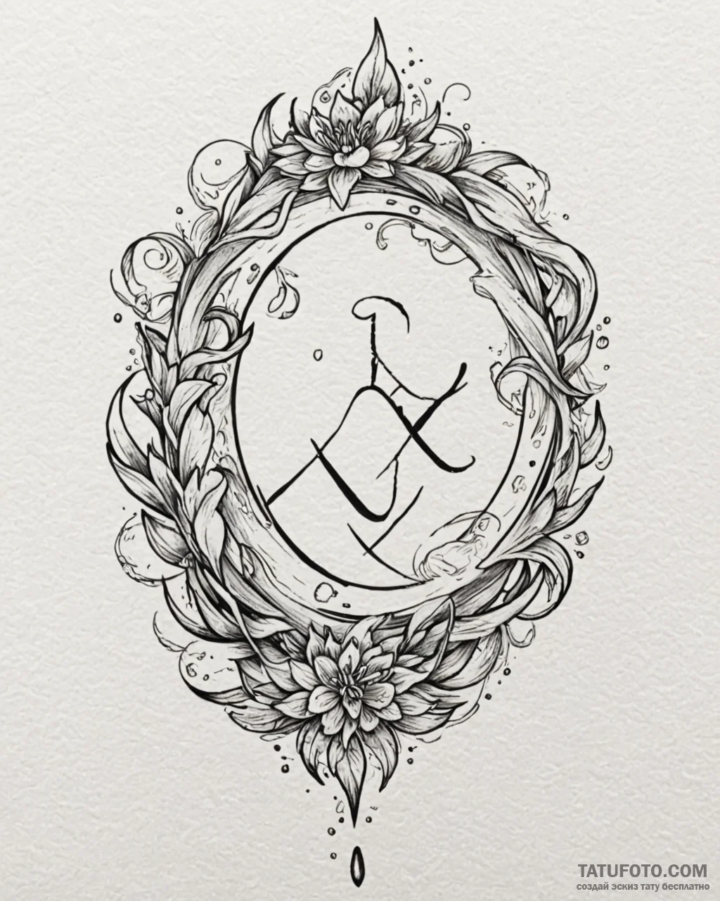 121. tattoo sketch: the rune "lelya," with fl... - эскиз тату (№1753057159_0, 21.07.2025 00:19) — Tatufoto.com