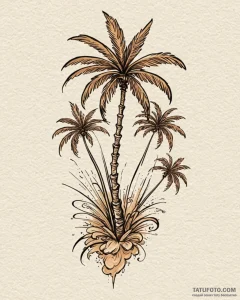 Palm tree, artistic tattoo sketch, new school... - эскиз тату (№1753057243_0, 21.07.2025 00:20) — Tatufoto.com