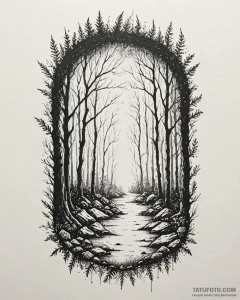 Tattoo design a silhouette of a hidden door i... - эскиз тату (№1753057490_0, 21.07.2025 00:24) — Tatufoto.com