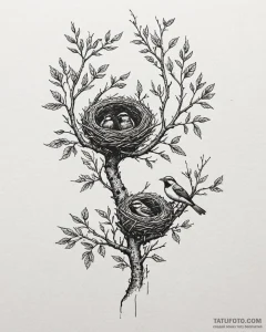 Tattoo design a tree branch with two birds' n... - эскиз тату (№1753057819_0, 21.07.2025 00:30) — Tatufoto.com