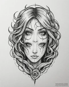 A sketch of makima from chainsaw man, with he... - эскиз тату (№1753057983_0, 21.07.2025 00:33) — Tatufoto.com