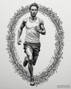 Tattoo design a marathon runner crossing the... - эскиз тату (№1753058479_0, 21.07.2025 00:41) — Tatufoto.com