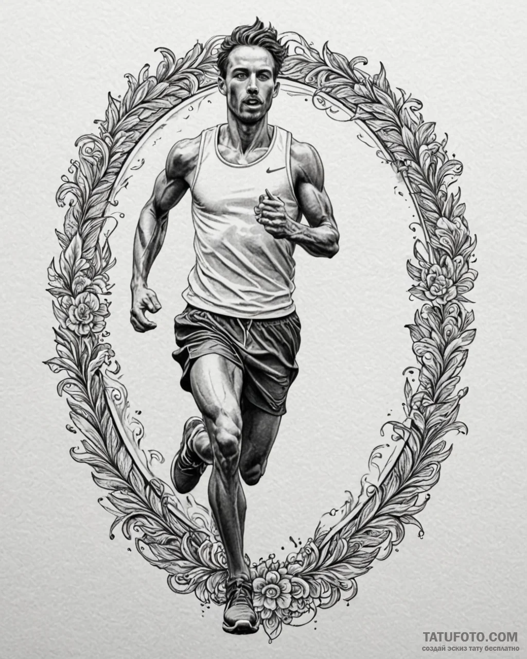 Tattoo design a marathon runner crossing the… — эскиз тату (№1753058479_0, 21.07.2025 00:41) — Tatufoto.com