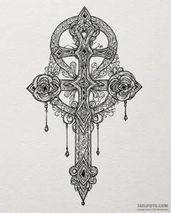 Tattoo design a 'key of life' (ankh) split be... - эскиз тату (№1753059220_0, 21.07.2025 00:53) — Tatufoto.com