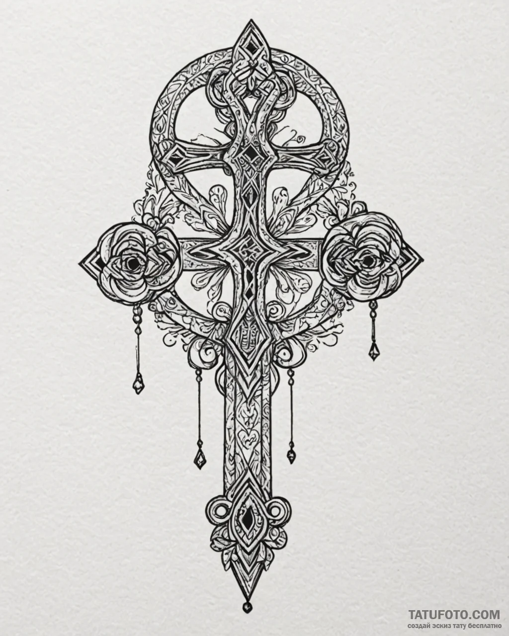 Tattoo design a ‘key of life’ (ankh) split be… — эскиз тату (№1753059220_0, 21.07.2025 00:53) — Tatufoto.com
