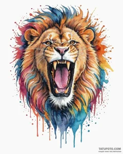 Tattoo sketch a lion roaring after a successf... - эскиз тату (№1753059302_0, 21.07.2025 00:55) — Tatufoto.com