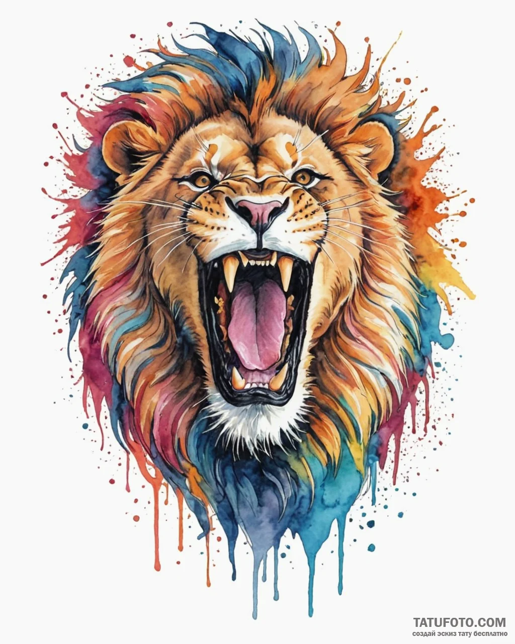 Tattoo sketch a lion roaring after a successf… — эскиз тату (№1753059302_0, 21.07.2025 00:55) — Tatufoto.com