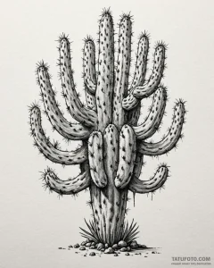 Tattoo sketch a desert cactus, thriving in ha... - эскиз тату (№1753059550_0, 21.07.2025 00:59) — Tatufoto.com