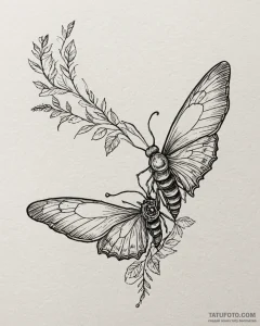 Tattoo design a caterpillar transforming into... - эскиз тату (№1753060129_0, 21.07.2025 01:08) — Tatufoto.com