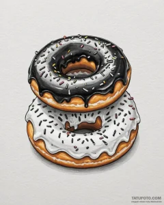 Donut, tattoo sketch design, realistic black... - эскиз тату (№1753060294_0, 21.07.2025 01:11) — Tatufoto.com
