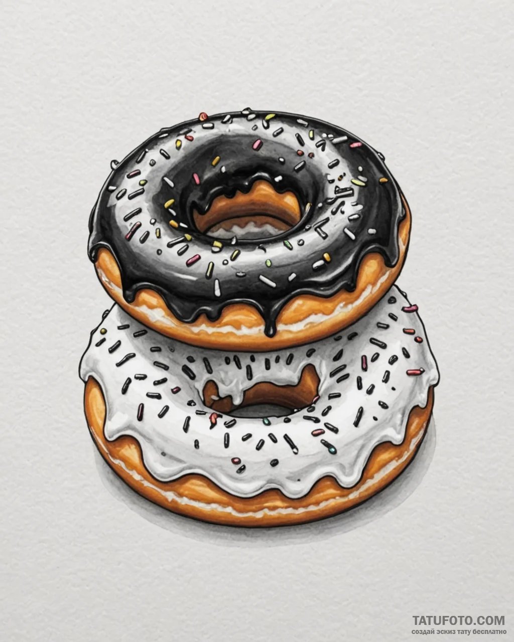 Donut, tattoo sketch design, realistic black… — эскиз тату (№1753060294_0, 21.07.2025 01:11) — Tatufoto.com