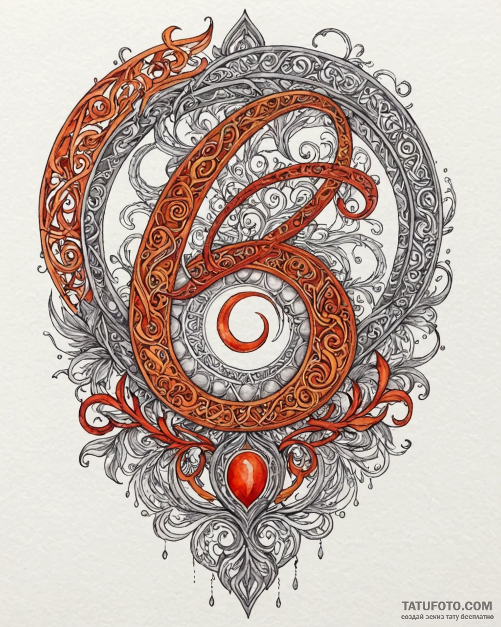 120. tattoo sketch: watercolor "oud" rune in... - эскиз тату (№1753060953_0, 21.07.2025 01:22) — Tatufoto.com