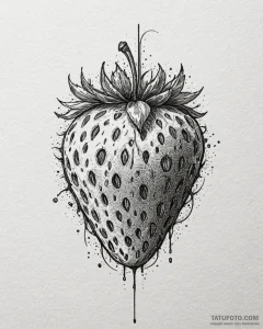 Strawberry, tattoo sketch design, on a clean... - эскиз тату (№1753061036_0, 21.07.2025 01:23) — Tatufoto.com