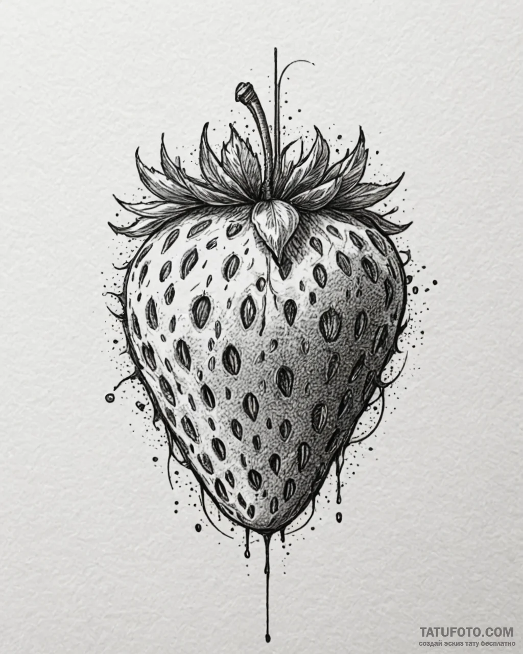Strawberry, tattoo sketch design, on a clean… — эскиз тату (№1753061036_0, 21.07.2025 01:23) — Tatufoto.com