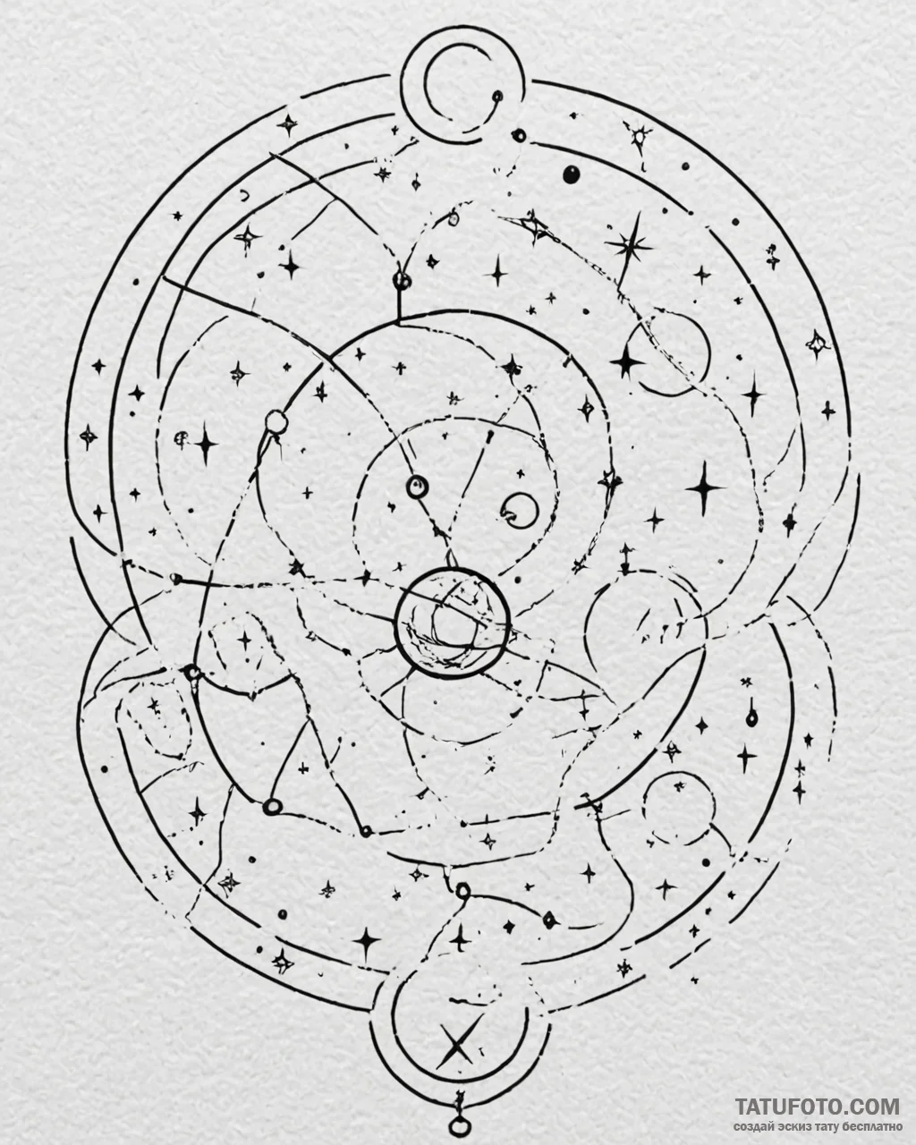 Tattoo design a celestial map with a path hig... - эскиз тату (№1753061775_0, 21.07.2025 01:36) — Tatufoto.com