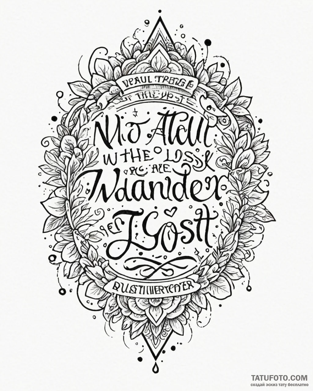 A chicano lettering tattoo of "not all those... - эскиз тату (№1753062437_0, 21.07.2025 01:47) — Tatufoto.com