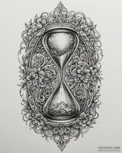 Tattoo sketch a hourglass, half-filled, repre... - эскиз тату (№1753062601_0, 21.07.2025 01:50) — Tatufoto.com