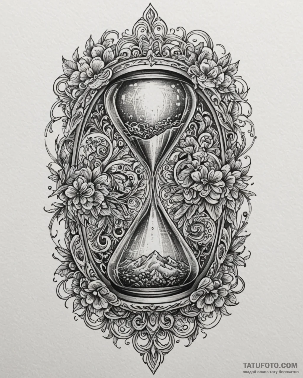 Tattoo sketch a hourglass, half-filled, repre... - эскиз тату (№1753062601_0, 21.07.2025 01:50) — Tatufoto.com