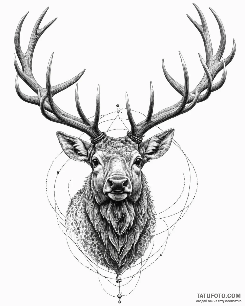 Tattoo design a powerful bull elk bugling, fo... - эскиз тату (№1753062684_0, 21.07.2025 01:51) — Tatufoto.com
