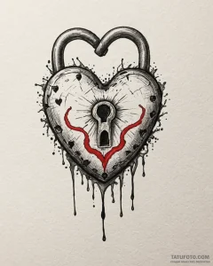 Tattoo design a half-heart lock on one, and a... - эскиз тату (№1753062765_0, 21.07.2025 01:52) — Tatufoto.com