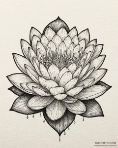 Water lily, tattoo drawing outline, on a clea... - эскиз тату (№1753062849_0, 21.07.2025 01:54) — Tatufoto.com