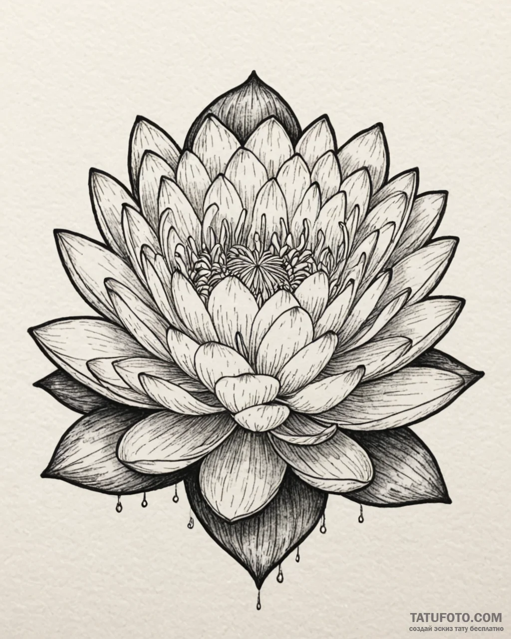 Water lily, tattoo drawing outline, on a clea… — эскиз тату (№1753062849_0, 21.07.2025 01:54) — Tatufoto.com