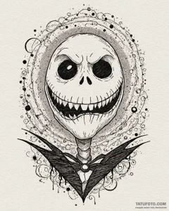 A linework tattoo of jack skellington's face... - эскиз тату (№1753063840_0, 21.07.2025 02:10) — Tatufoto.com