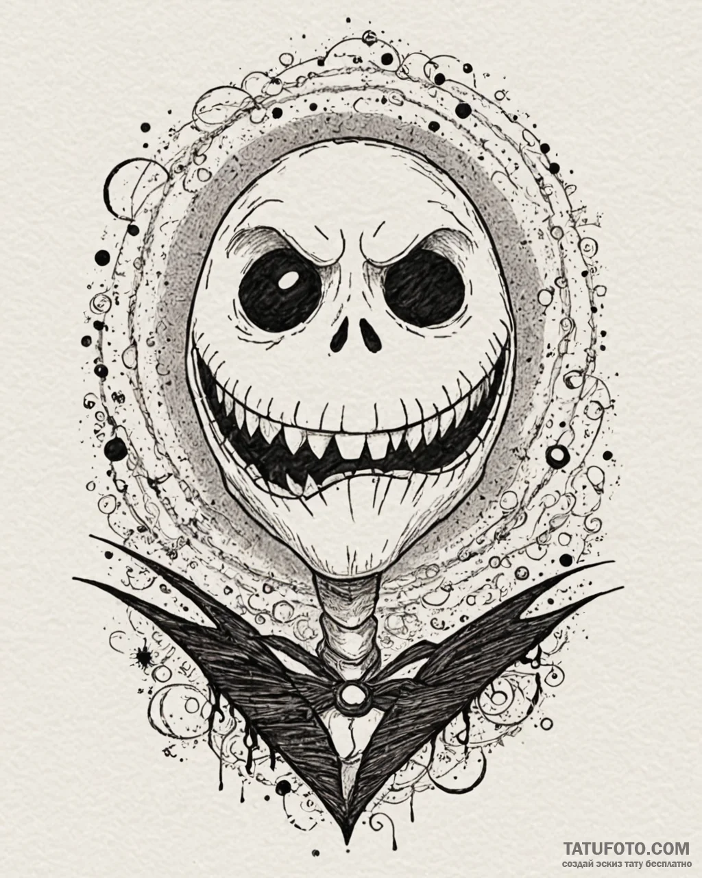 A linework tattoo of jack skellington’s face… — эскиз тату (№1753063840_0, 21.07.2025 02:10) — Tatufoto.com
