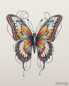 Tattoo design a minimalist butterfly with dot... - эскиз тату (№1753064743_0, 21.07.2025 02:25) — Tatufoto.com