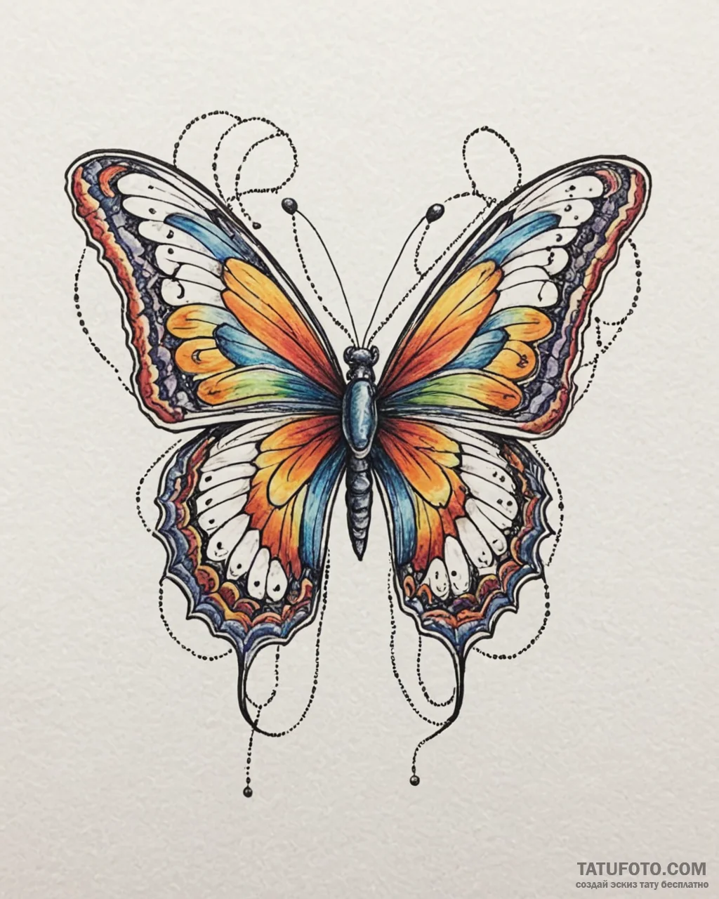 Tattoo design a minimalist butterfly with dot… — эскиз тату (№1753064743_0, 21.07.2025 02:25) — Tatufoto.com