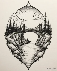 Tattoo design two distant islands connected b... - эскиз тату (№1753064989_0, 21.07.2025 02:29) — Tatufoto.com