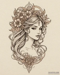 Tattoo design a subtle depiction of a persona... - эскиз тату (№1753065236_0, 21.07.2025 02:33) — Tatufoto.com