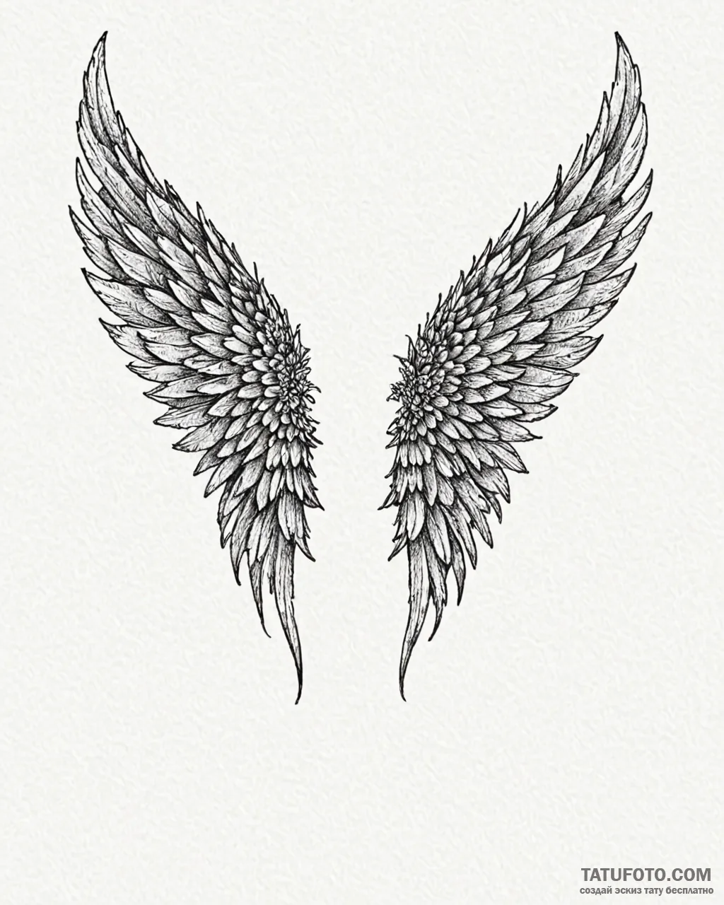 Angel wings, concept art for tattoo, dotwork... - эскиз тату (№1753065318_0, 21.07.2025 02:35) — Tatufoto.com