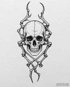 Bones, tattoo drawing outline, on a clean whi... - эскиз тату (№1753065647_0, 21.07.2025 02:40) — Tatufoto.com