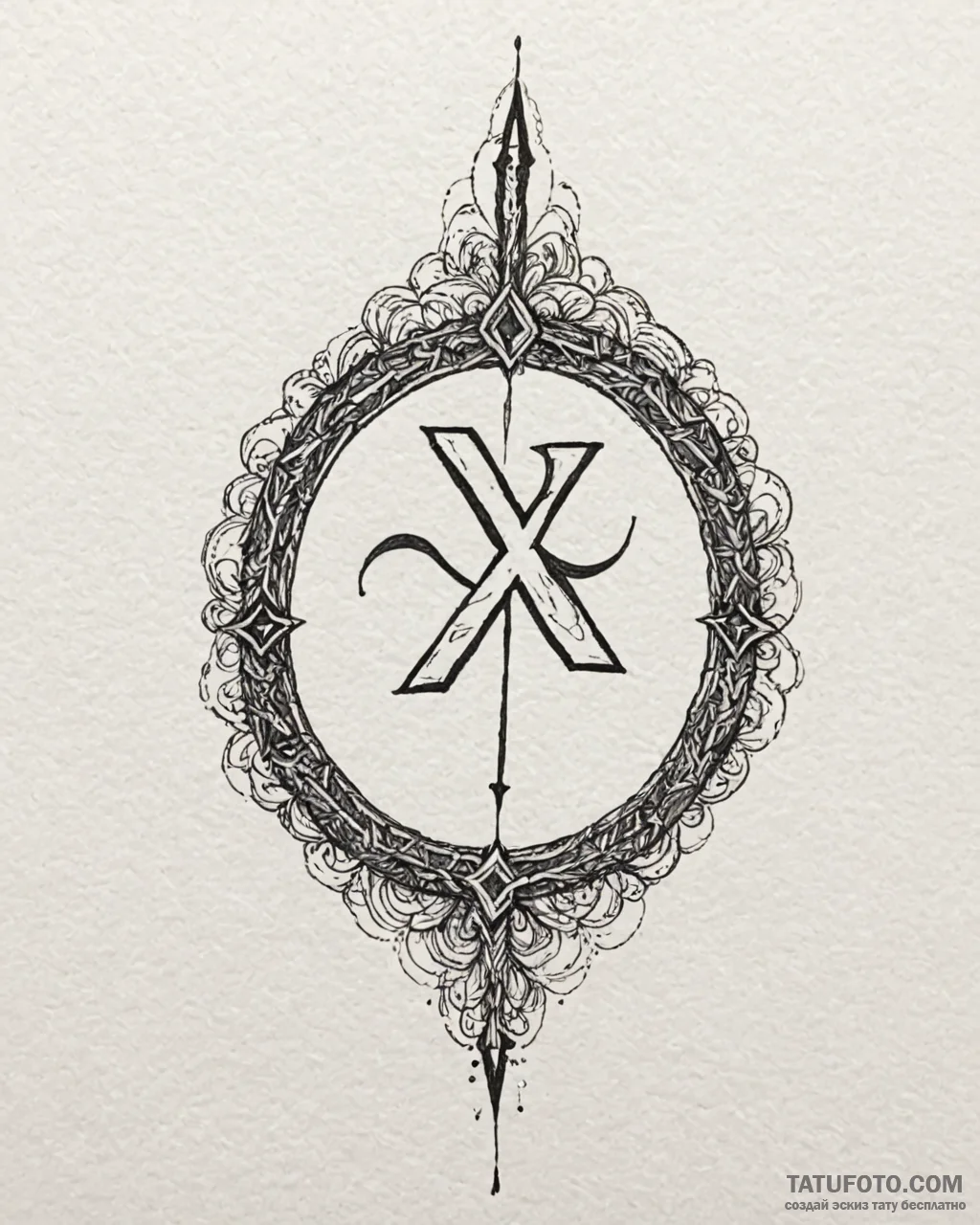 56. tattoo sketch: the rune "mir," emanating... - эскиз тату (№1753065811_0, 21.07.2025 02:43) — Tatufoto.com