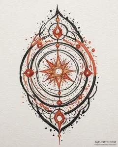 Tattoo sketch: watercolor splashes of orange,... - эскиз тату (№1753065977_0, 21.07.2025 02:46) — Tatufoto.com