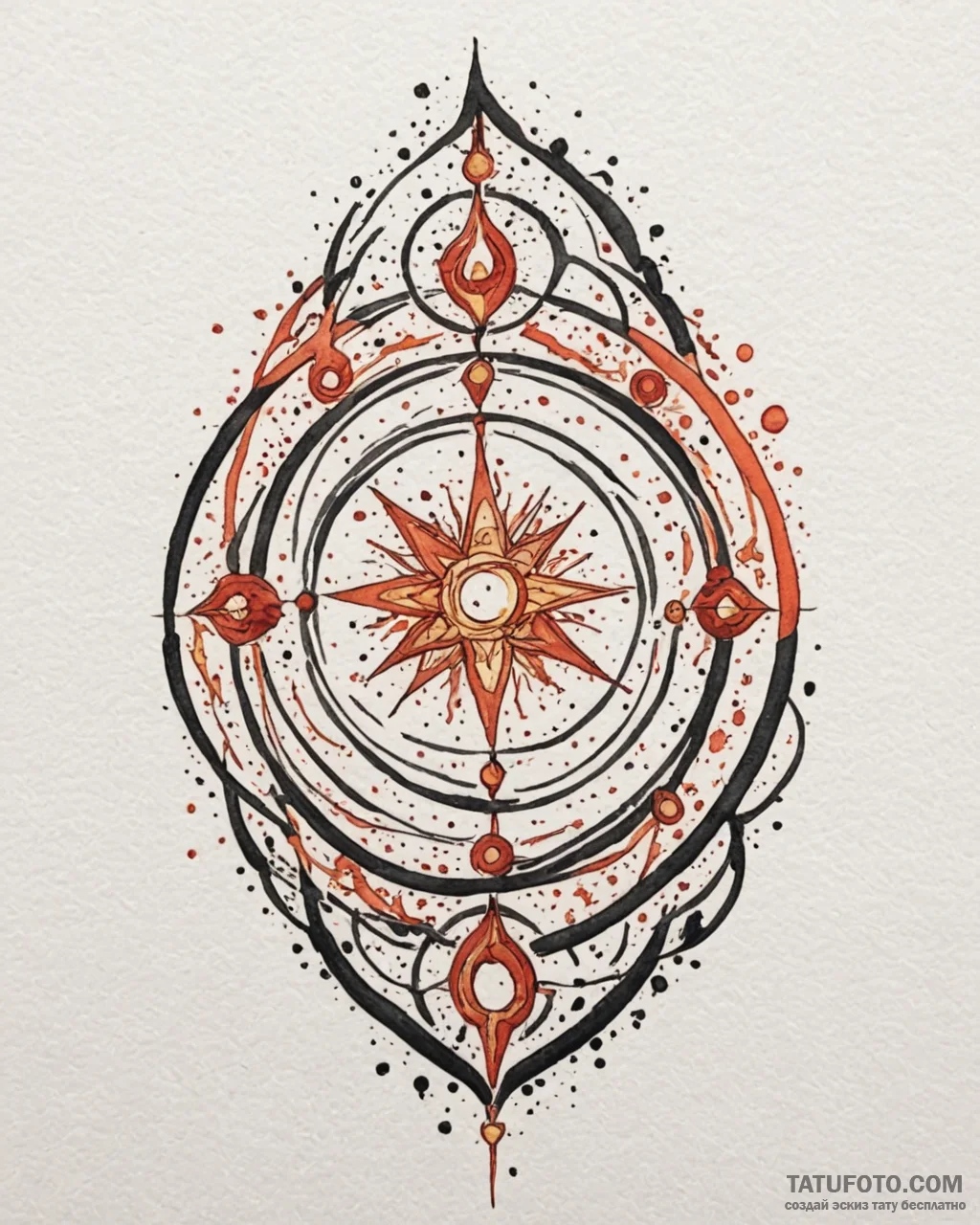 Tattoo sketch: watercolor splashes of orange,... - эскиз тату (№1753065977_0, 21.07.2025 02:46) — Tatufoto.com