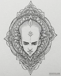 Tattoo sketch: a portrait of dazhbog, his fac... - эскиз тату (№1753066390_0, 21.07.2025 02:53) — Tatufoto.com
