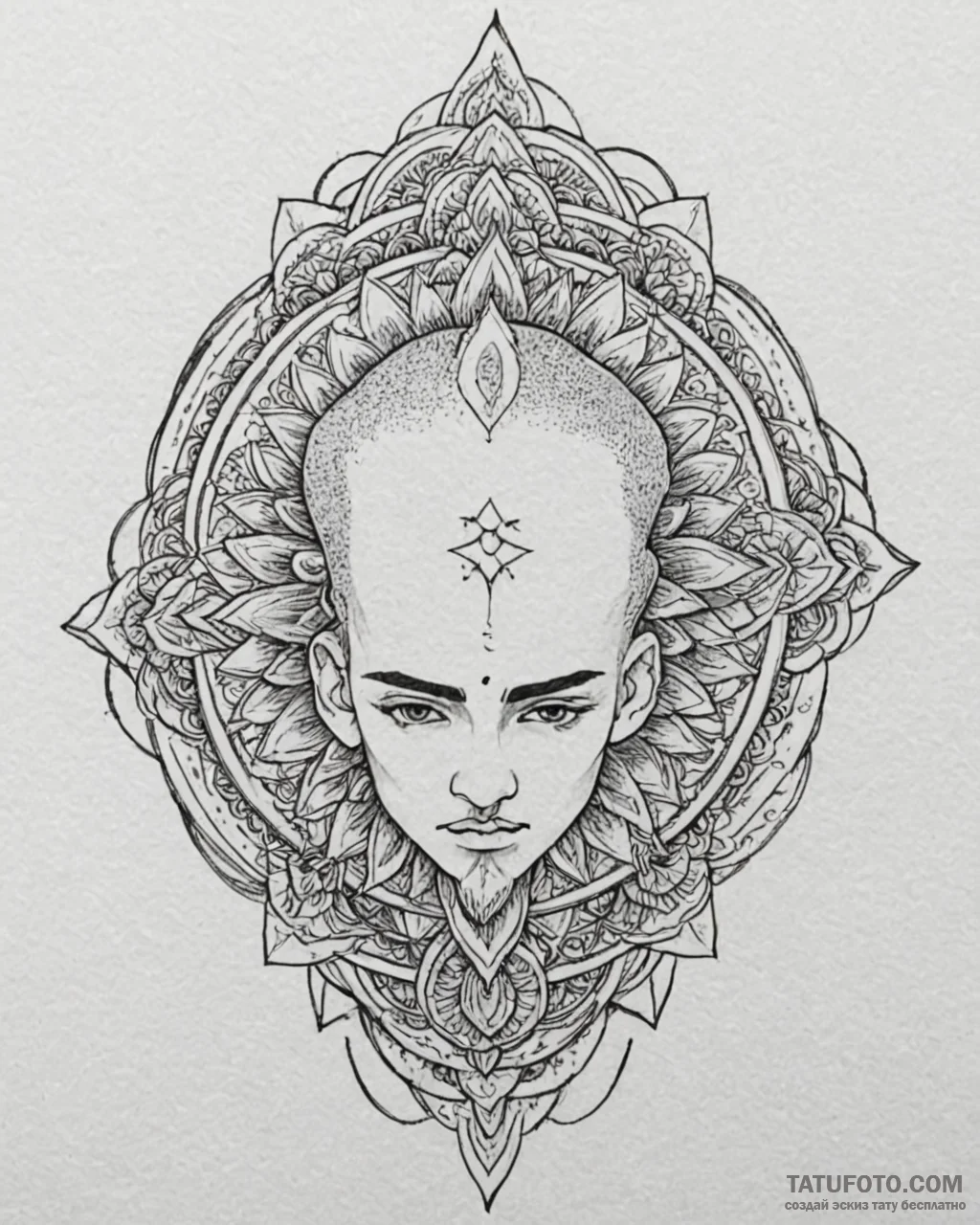 Tattoo sketch: a portrait of dazhbog, his fac… — эскиз тату (№1753066390_0, 21.07.2025 02:53) — Tatufoto.com