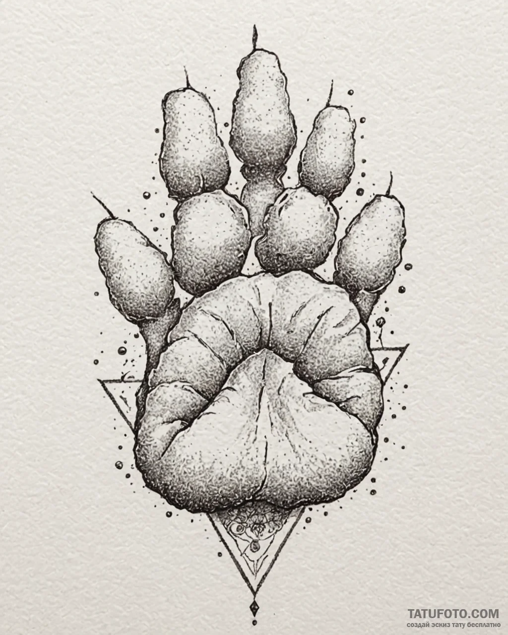 Cat’s paws, ink illustration for tattoo, sepi… — эскиз тату (№1753066473_0, 21.07.2025 02:54) — Tatufoto.com