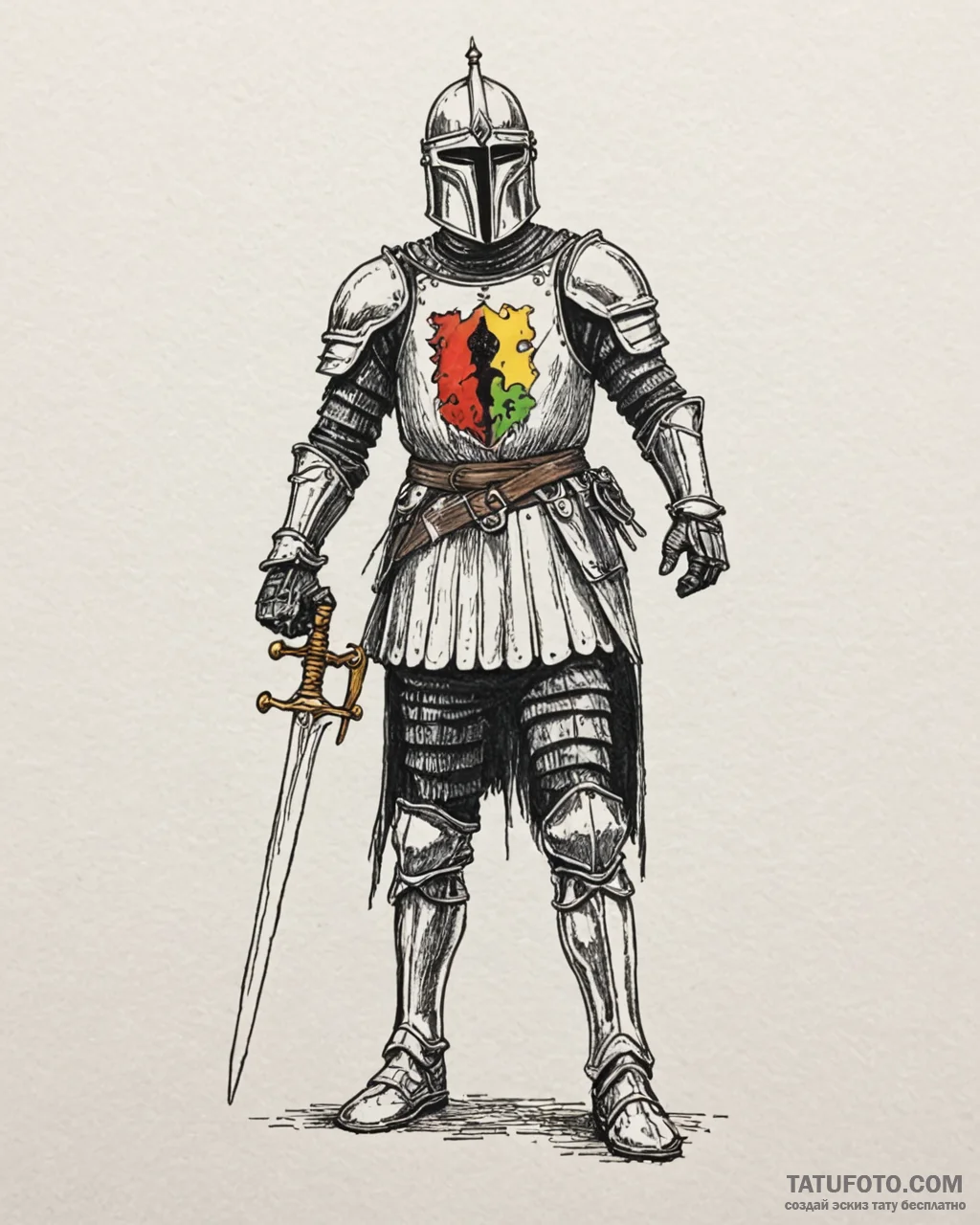 A sketch of the black knight from monty pytho... - эскиз тату (№1753067134_0, 21.07.2025 03:05) — Tatufoto.com