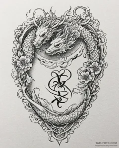 Tattoo design initials intertwined with a sma... - эскиз тату (№1753067313_0, 21.07.2025 03:08) — Tatufoto.com