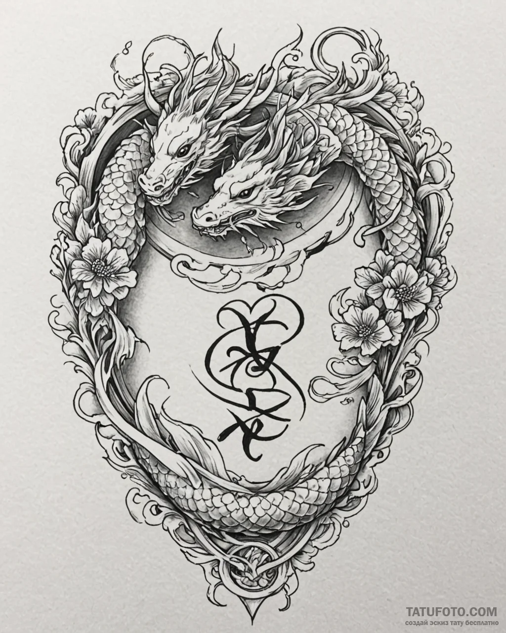 Tattoo design initials intertwined with a sma… — эскиз тату (№1753067313_0, 21.07.2025 03:08) — Tatufoto.com