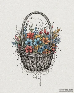 Tattoo sketch a delicate, woven basket patter... - эскиз тату (№1753067972_0, 21.07.2025 03:19) — Tatufoto.com
