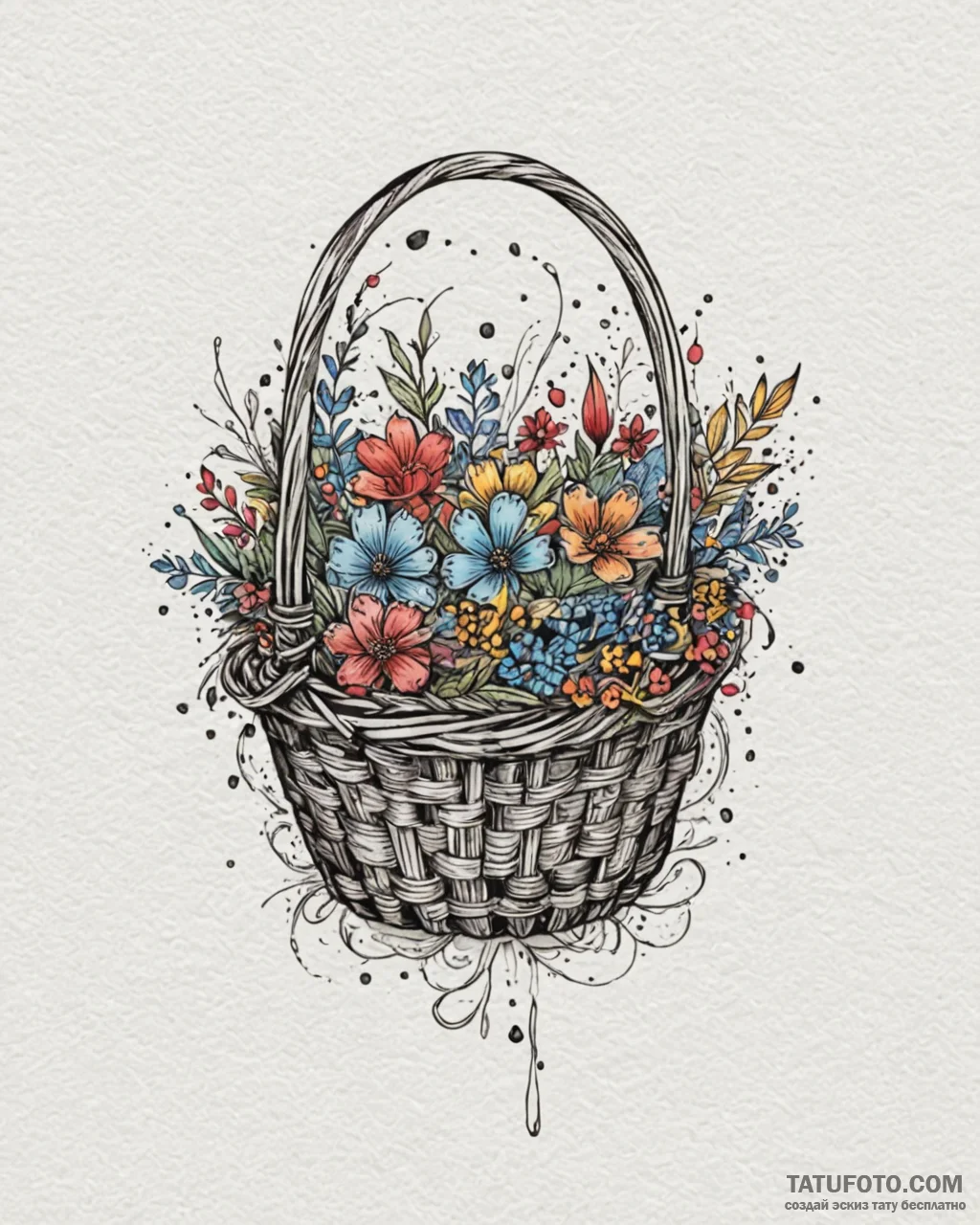 Tattoo sketch a delicate, woven basket patter... - эскиз тату (№1753067972_0, 21.07.2025 03:19) — Tatufoto.com