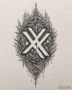 90. tattoo sketch: watercolor "treba" rune wi... - эскиз тату (№1753068054_0, 21.07.2025 03:20) — Tatufoto.com